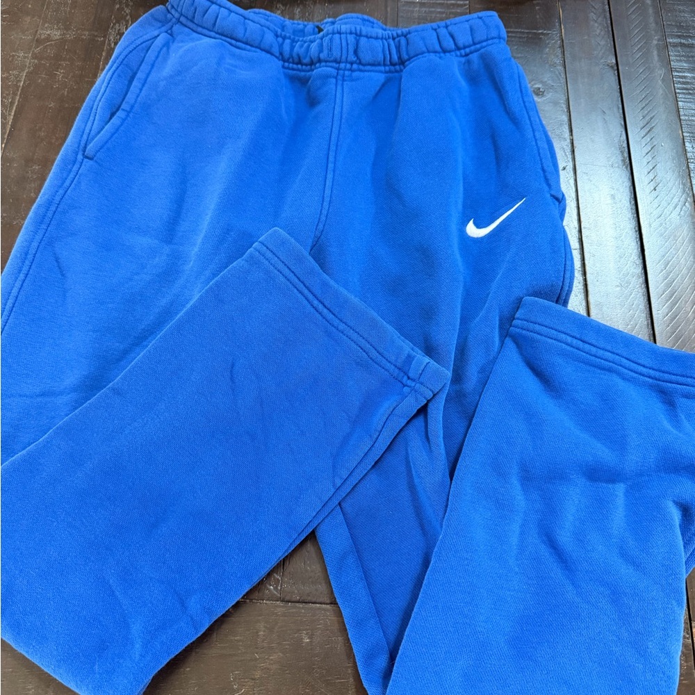 Nike Kids Royal Blue Fleece Joggers with White Swoosh